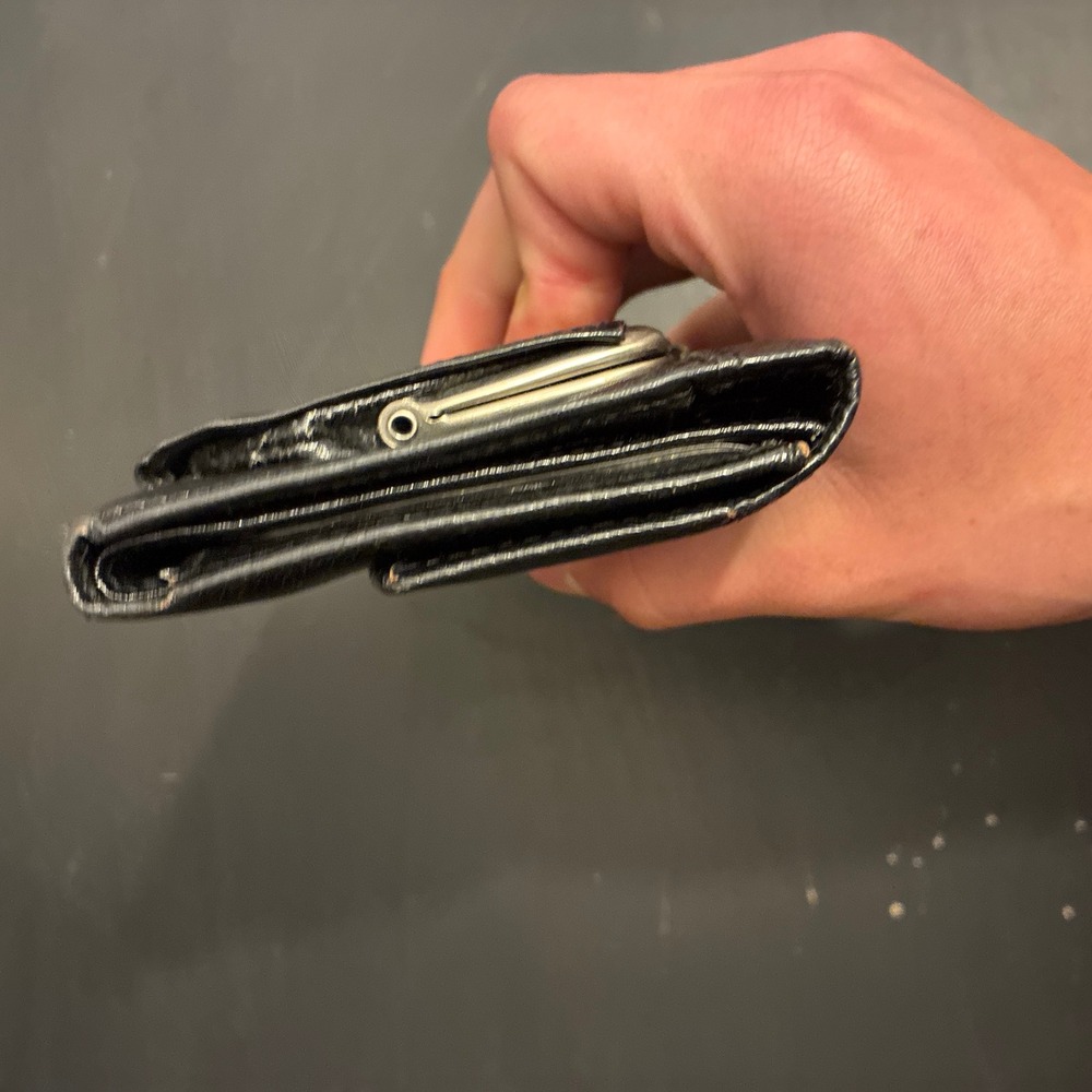 Rolfs Black Genuine Leather Clutch Wallet Vintage Kiss Lock Coin Purse Snap - Picture 10 of 10